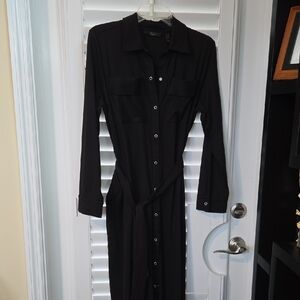 Elegant Black Button-Down Dress